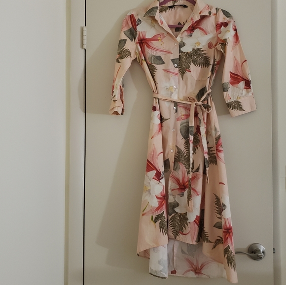 Zara Hawaiian floral button up dress xs - Picture 3 of 9